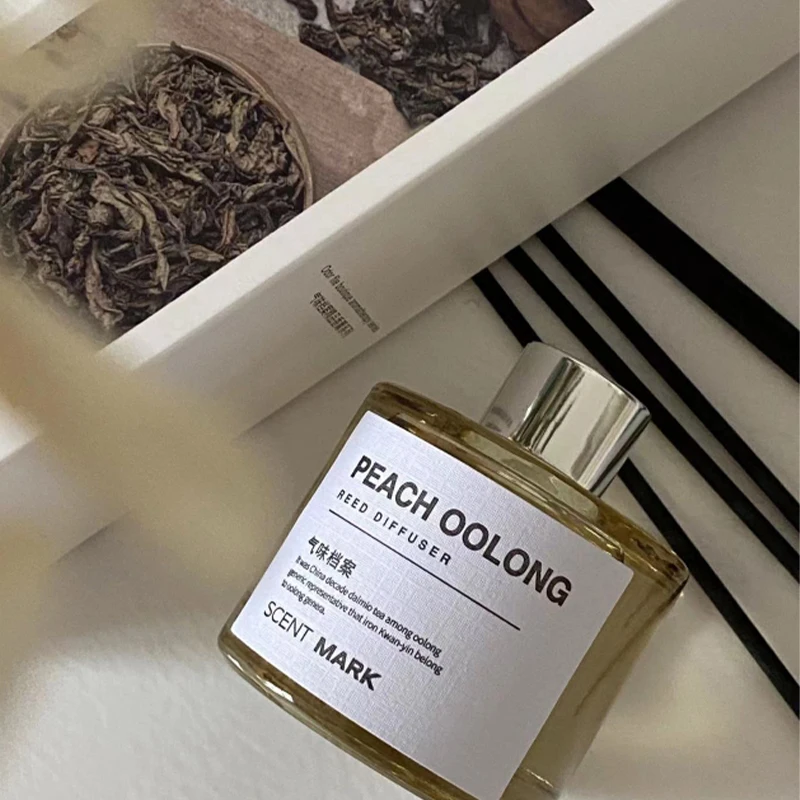 50ml Aromatherapy Essential Oil Flameless Jasmine Fragrance Oil with Reed Diffuser Stick Home Room Air Freshener Decor