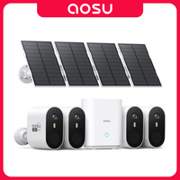 AOSU 3MP 4 Cam Kit Solar WiFi Camera System Built-in Battery Color Night Vision Wireless Home Security Camera Set 2-Way Talk