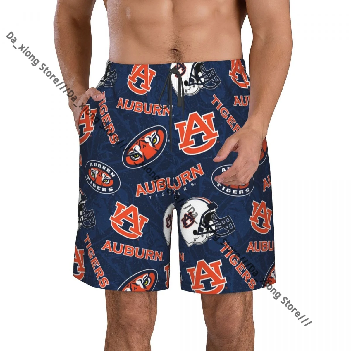 Auburn Scrub Hat Pattern Quick Dry Swimming Shorts For Men Swimwear Swimsuit Trunk Bathing Beach Wear