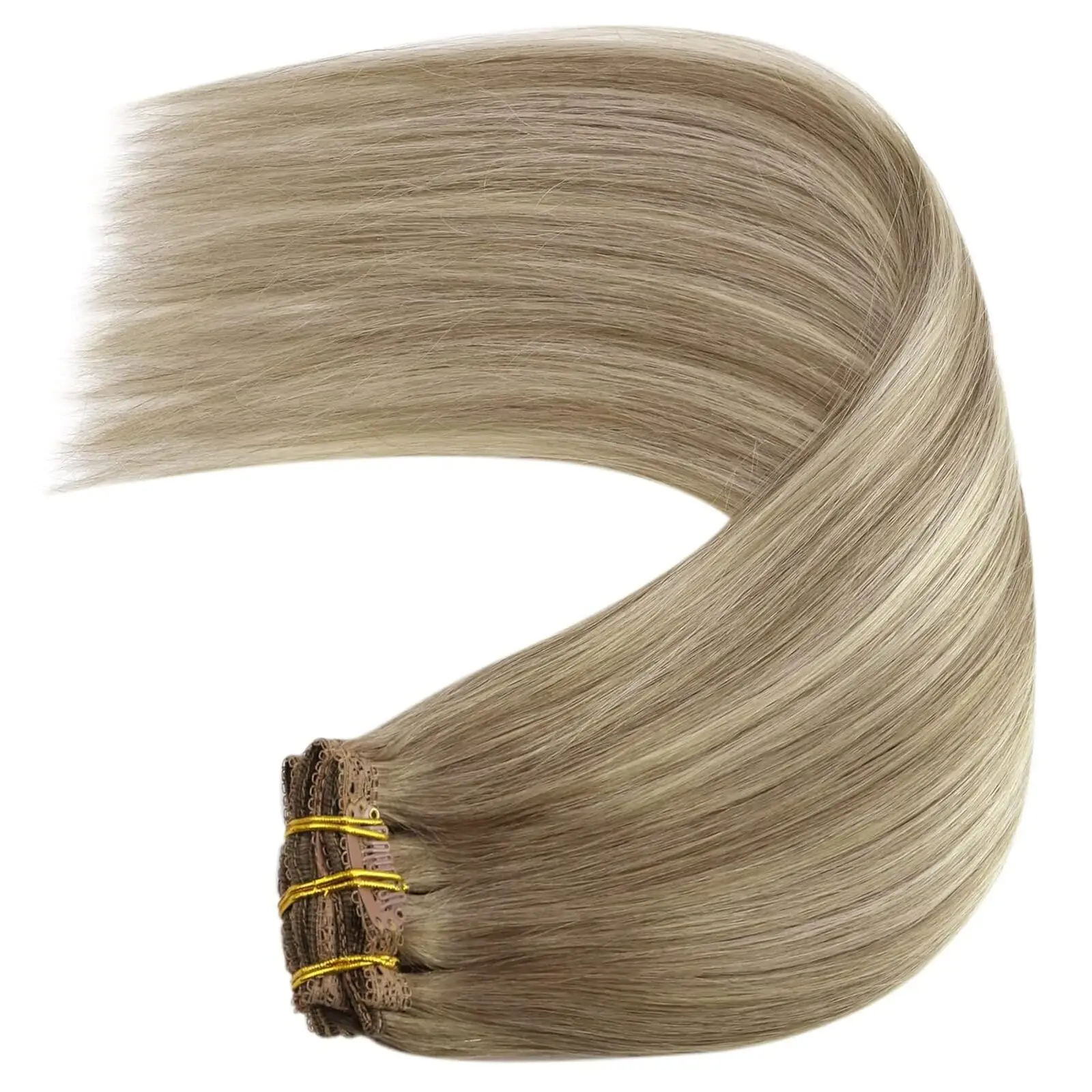 YoungSee 7 Stück Clip-in-Remy-Echthaarverlängerungen, seidig glatt, natürliches Haar, brasilianisches Clip-in-Echthaar, 135 g, 40,6–45,7 cm