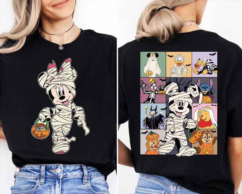 

Mickey and Friends Mummy Disney Halloween Women's T-shirt Mickey' Not So Scary Party shirts Graphic Shirt