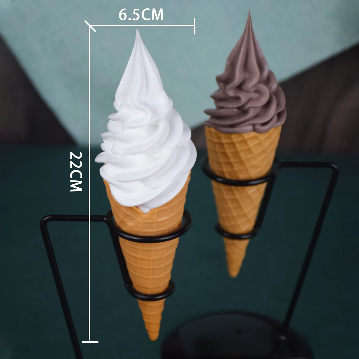 Ice Cream Cone 22cm Soft Serve Fake Food Model ASMR Sound Props Show Artificial Plastic Display Matcha Yellow Mango Gold Sweet