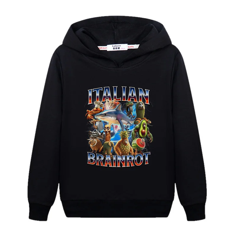 معطف الخريف مع الدماغ الإيطالي للبنين فتاة طويلة الأكمام البلوز للأطفال القطن هوديي 3-14T #3