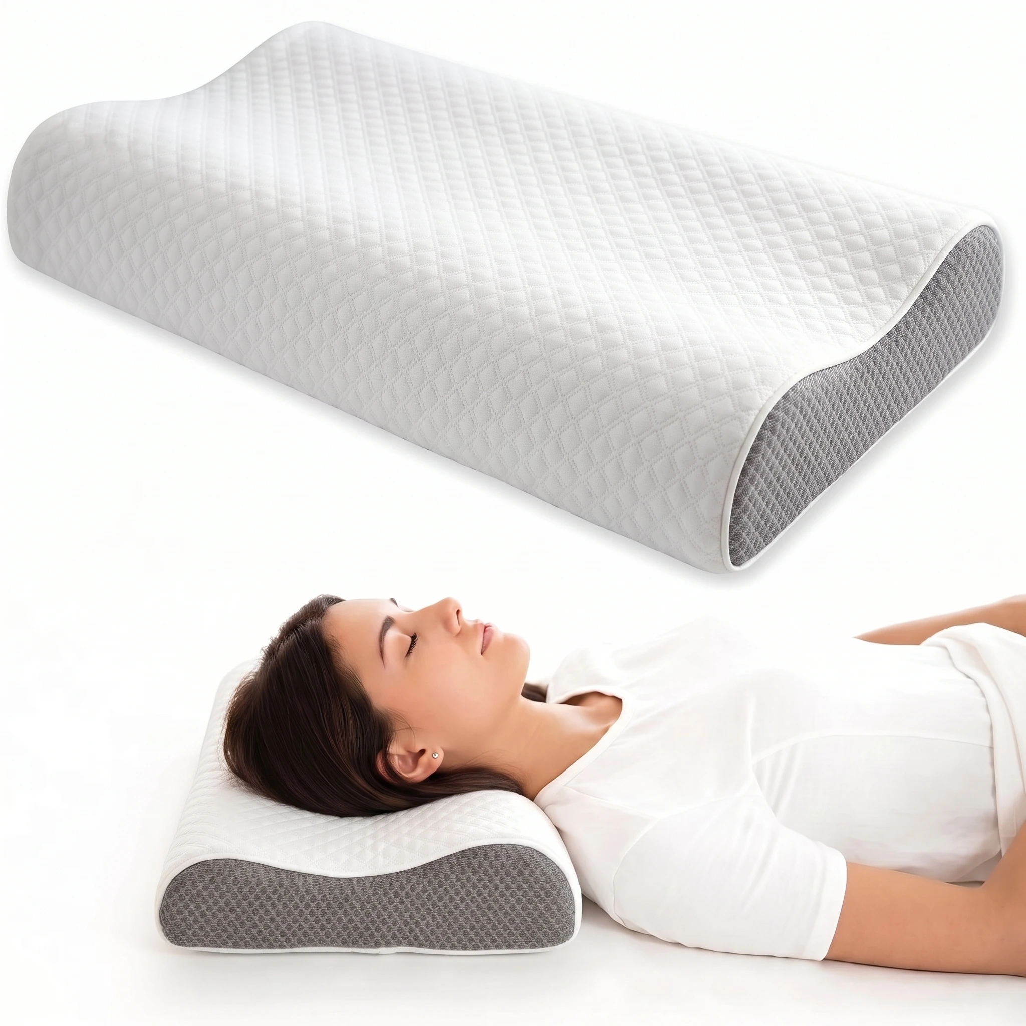 Cervical Pillow for Sleeping, Memory Foam Neck Pillow, Adjustable Contour Pillow for Side Back Stomach Sleepers