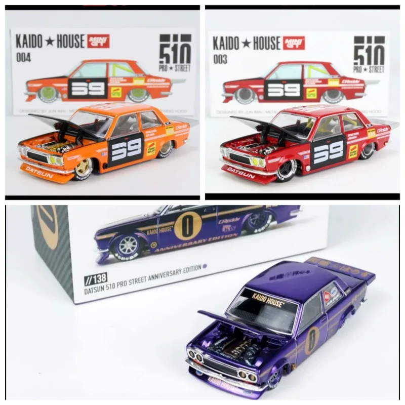 KAIDO&MINIGT 1:64 Datsun510 Travel Wagon Die Casting Alloy Car Model Male Gift Desktop Ornament.