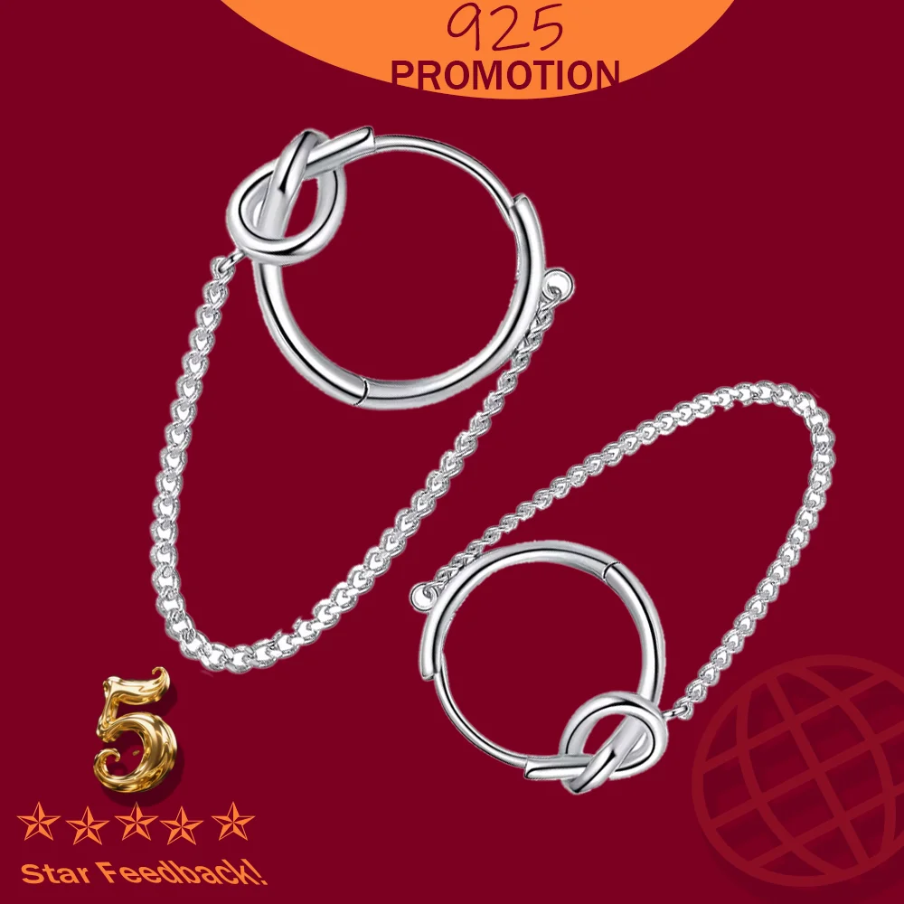

Tassel Hoop Earrings Chain 925 Sterling Silver Rope Knot Tie A Knot Design Earrings for Women 925 Stylish Jewelry Gift 2025 New