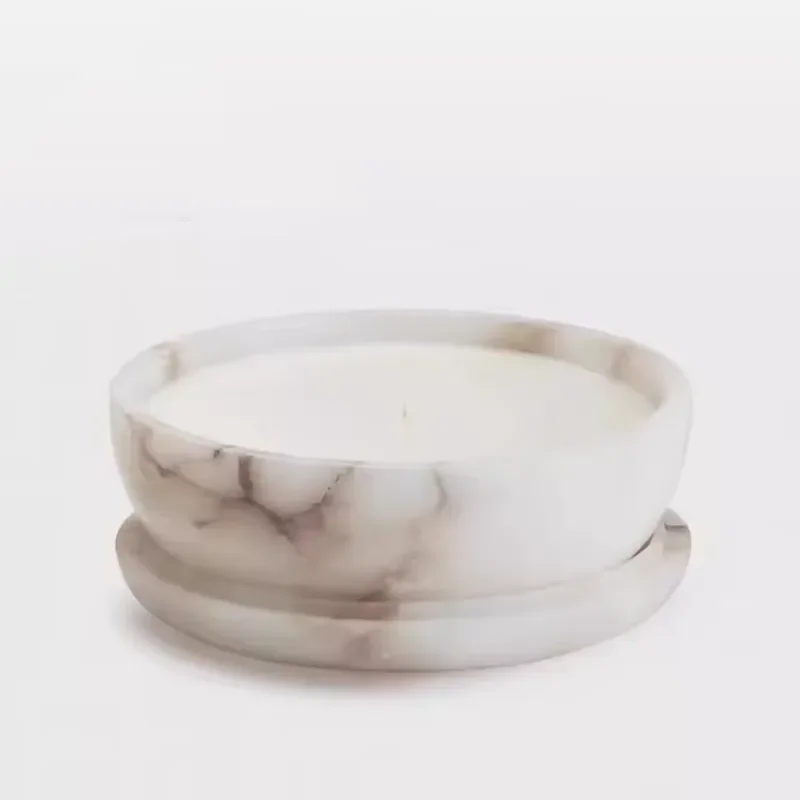 Minimalist Marble Candle Holder Designer Model Room Props, Small-sized Living Room, High-end Decoration Marble Tray