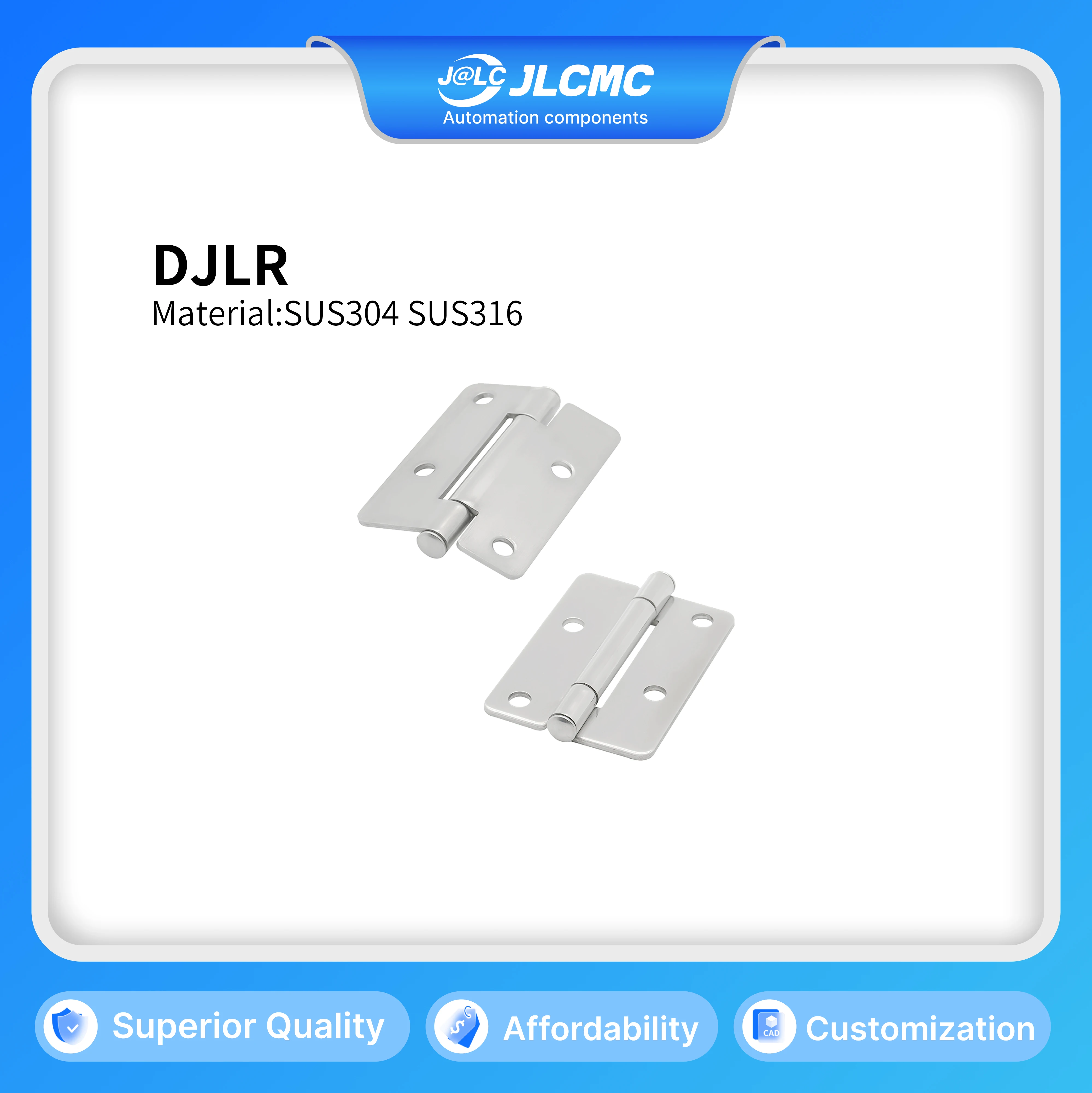 1 PC Stainless Steel Butterfly Hinge - Up and Down Offset, Flat Type, SUS304, Symmetrical Mounting Hole