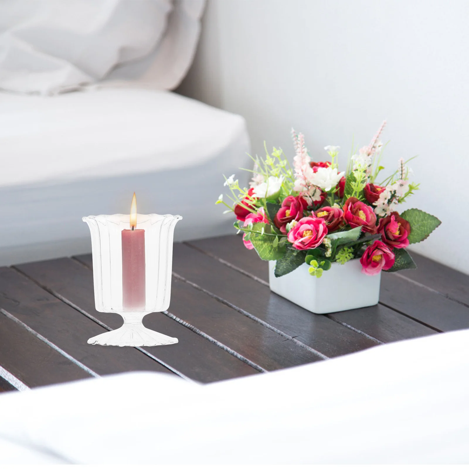 

Tealight Holder Glass Cup Style for Table Decorations Centerpiece Wedding Party Christmas Bedroom Living Room Decor