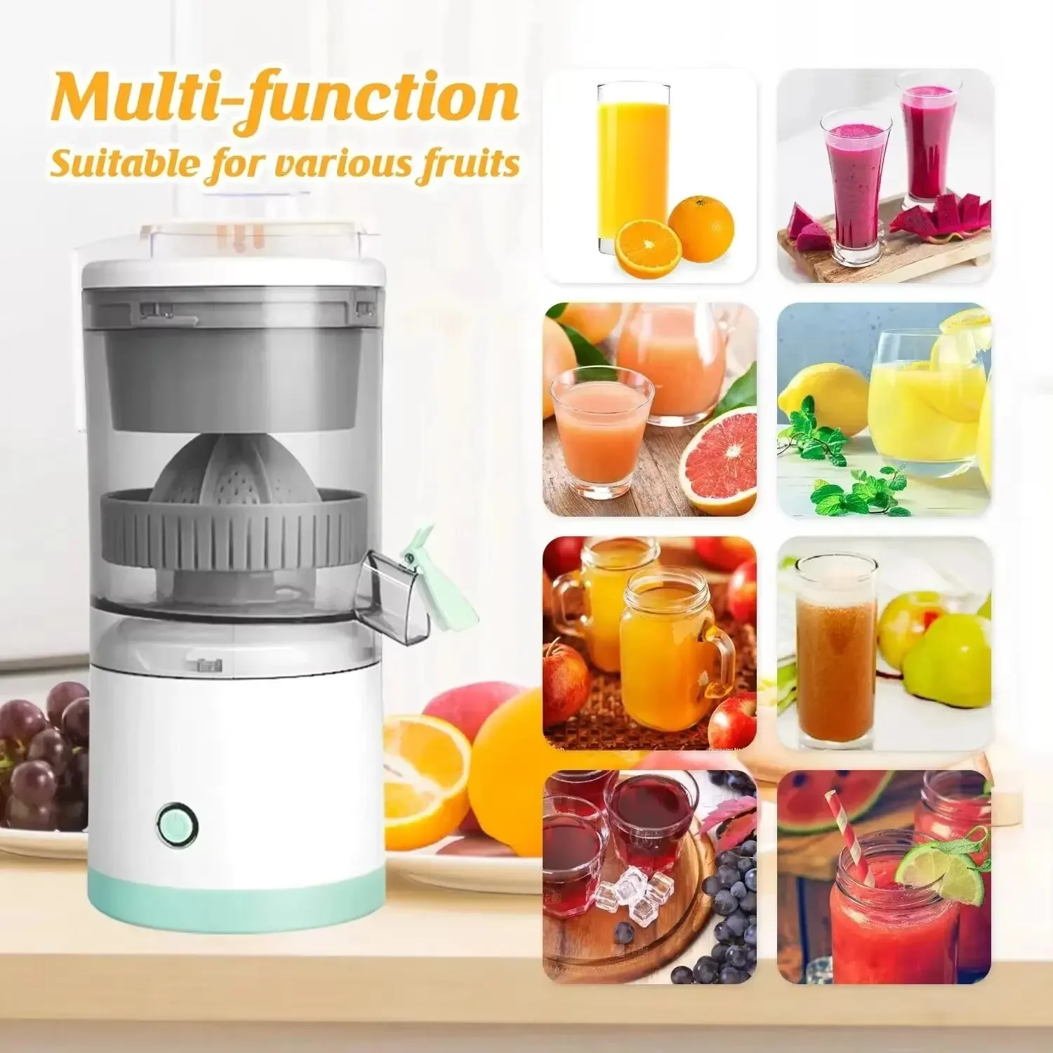 Household Electric Juicer Portable Multi-function Fruit Blender Automatic Fruit Juicer USB Charging Wireless Juice Squeezer