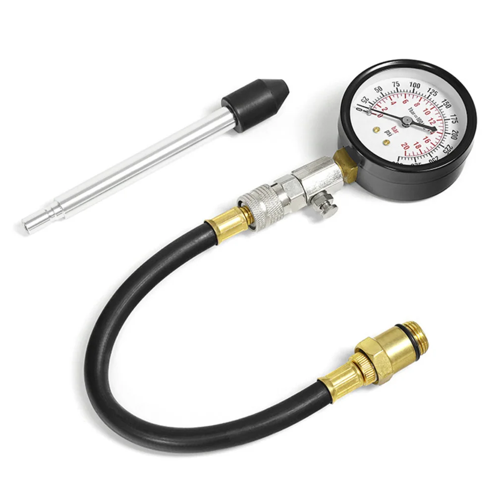 Gas Engine Compression Tester Kit 0-300PSI Cylinder Pressure Gauge With Hose For Auto Car Truck Motorcycle Engine Diagnostic Too