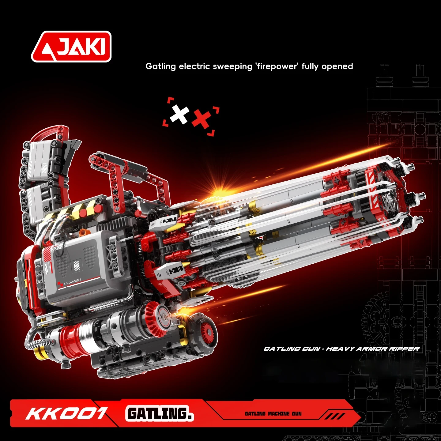 

JAKI KK001 Gatling Gun Building Blocks DIY MOC Model Military Desktop Decor Adult Collectible Gift Birthday Holiday