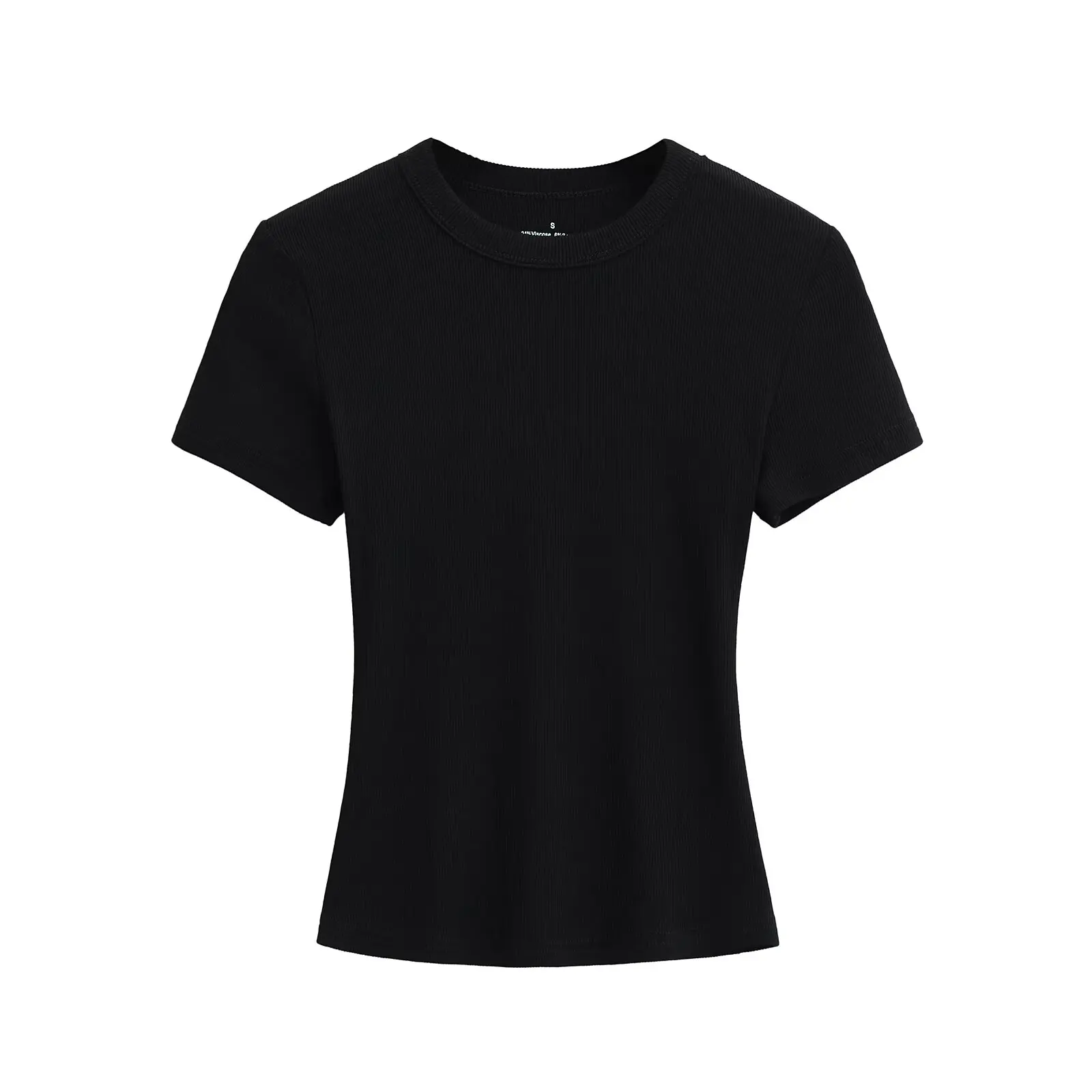 Kardashian Wind Pure Color round Neck Short Sleeve Women's Elastic Slimming Short Top Base Shirt Street Style Summer T-shirt