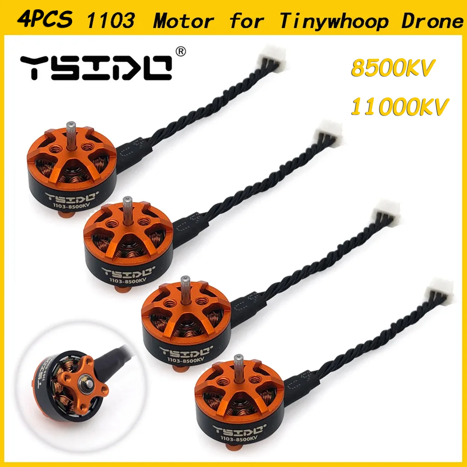 YSIDO 1103 8500/11000KV 1-2S Lipo Brushless Motor 1.5mm Shaft for Gemfan HQprop Propeller Tinywhoop Pavo20 Bassline Micro Drones