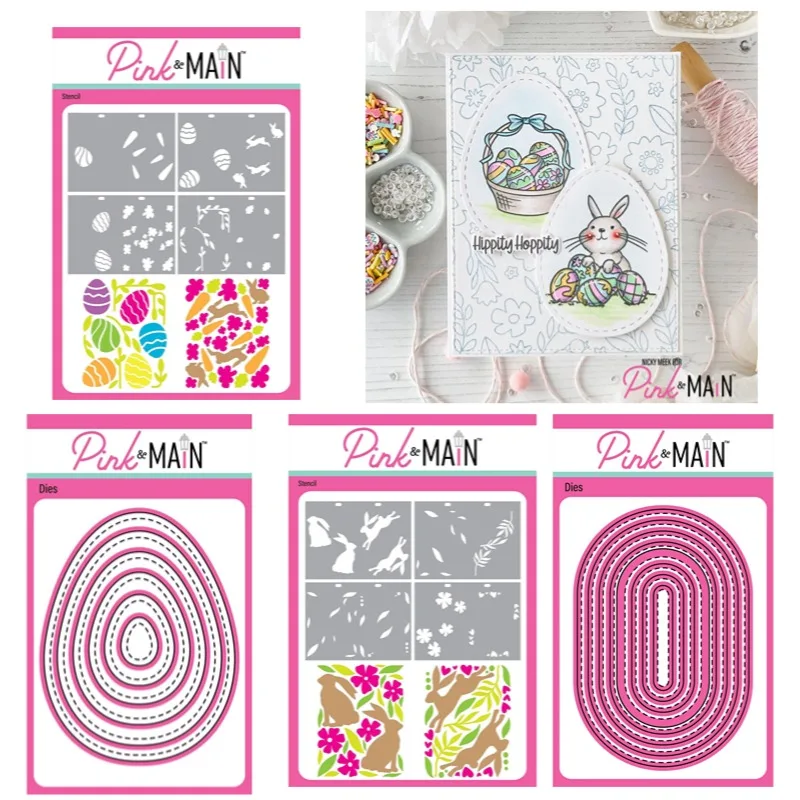 토끼 홉 계란 부활절 직사각형 타원형 공예 금속 절단 다이 실리콘 스탬프 스크랩북 스텐실 사진 앨범 카드 DIY 종이 Embos