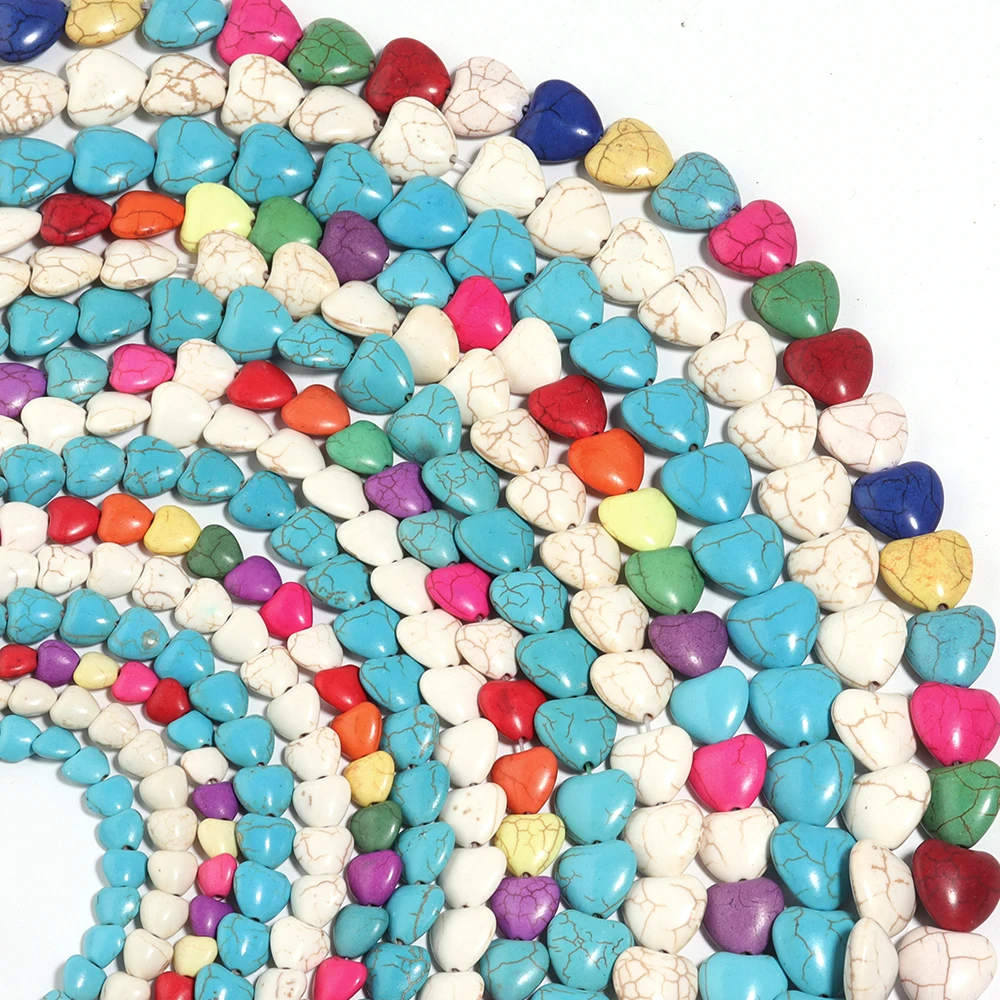 

Natural Heart Shaped Turquoises Stone Beads Heart Shape Loose Gemstone Bead for DIY Ornament Making Home Decor Crafts Supplies