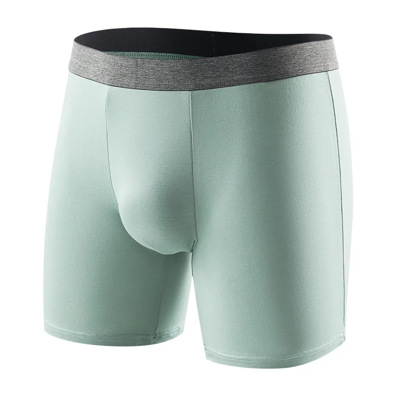 Large Size Men's Long Leg Boxer Shorts High-rise Breathable Underwear Sports Lengthen Underpants Male Sexy U Bulge Pouch Panties