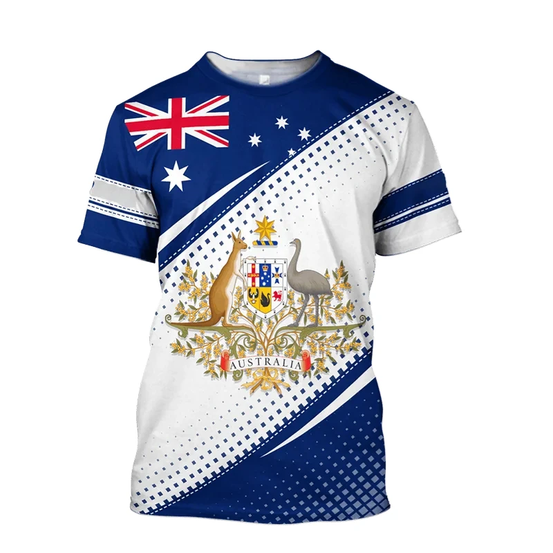 

Fashion Australian Flag Graphic T Shirts Summer Casual Crew Neck 3D Kangaroo Printed T-shirts Loose Streetwear Uniex Sports Tees