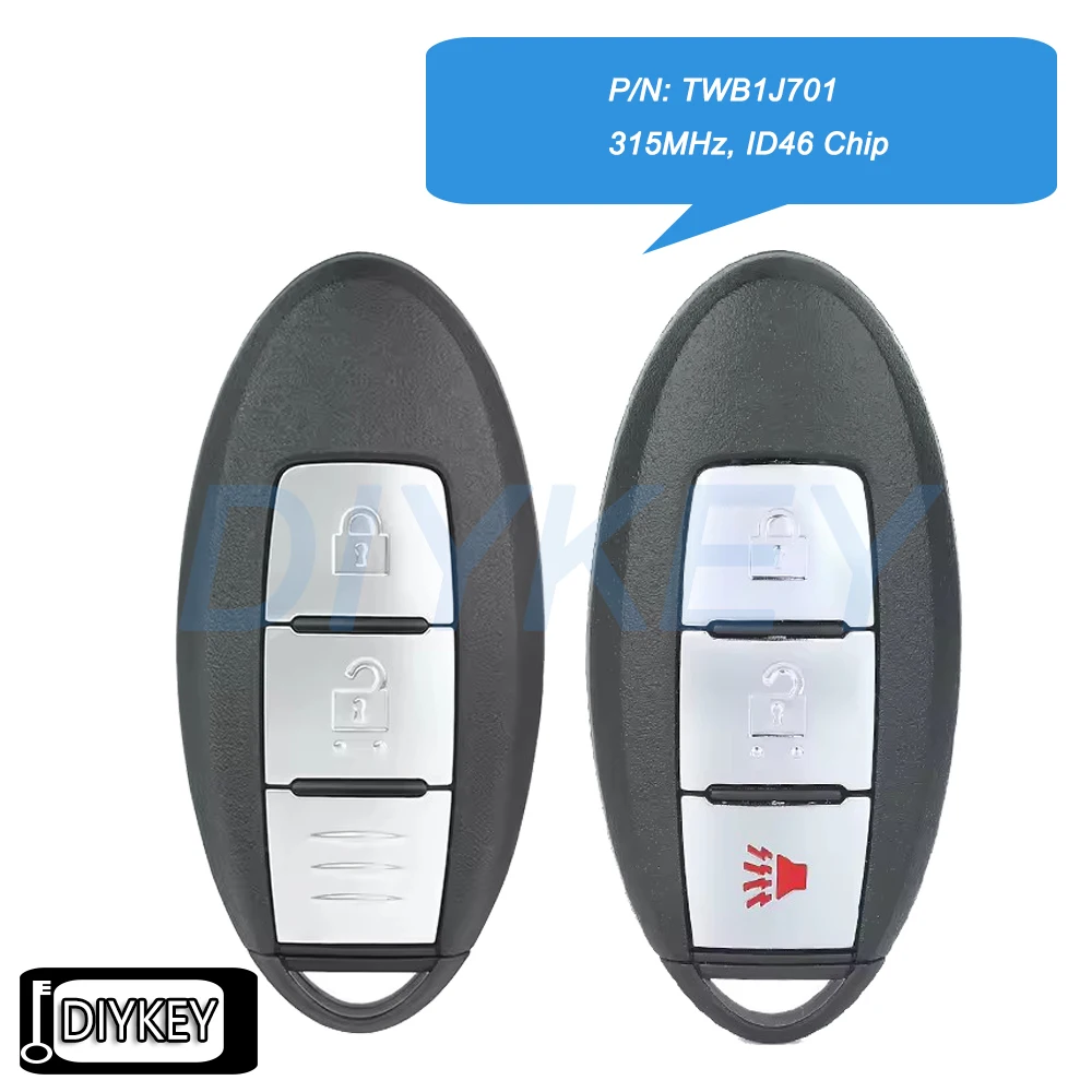 

Smart Remote Key Fob 315MHz ID46 Chip for Nissan Micra K13 March K13 Leaf Sunny Tiida Livina Sylphy Altima Maxima P/N: TWB1J701