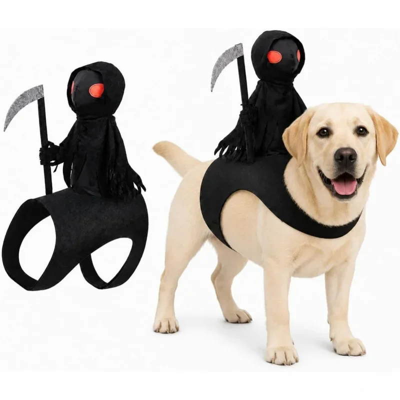 Halloween Cat Grim Reaper Costume Pet Death God Robe Cosplay Outfit  Scary Fancy Dress for Kitten Halloween Party Cat Costume
