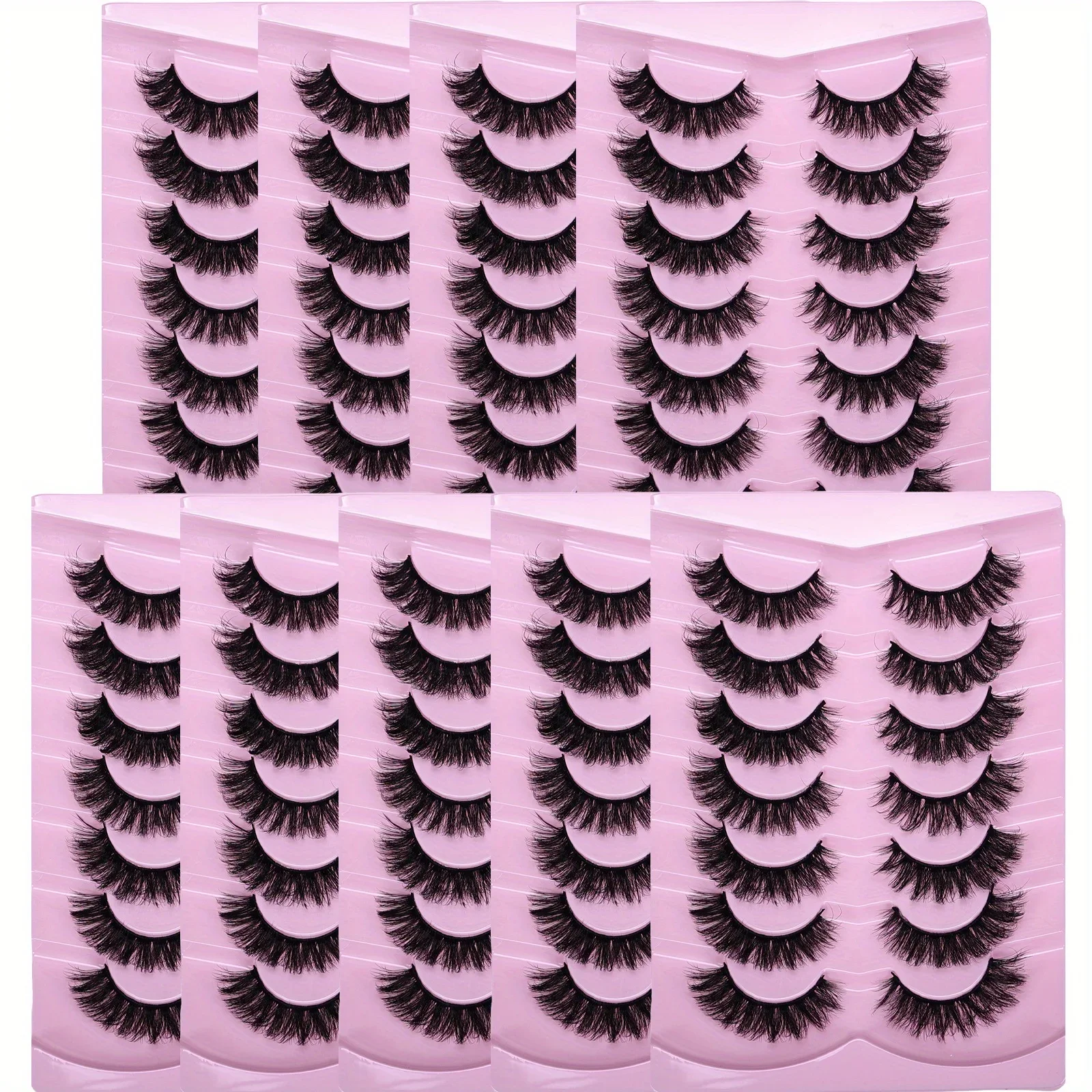 

63Pairs/9Pack False Eyelashes Natural Look Fake Eyelashes Cat Eye Lashes Fluffy Strip False Lashes