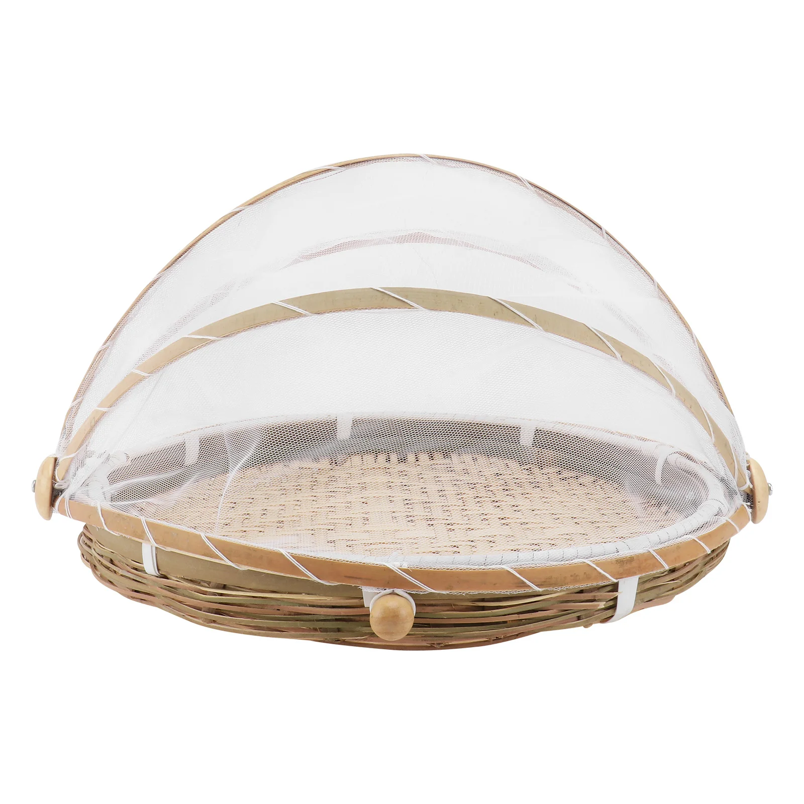 

Bamboo Woven Basket 30cm Round Sieve Dustpan Storage Kitchen Basket H made Mesh Cover Large Capacity Practical Home Use