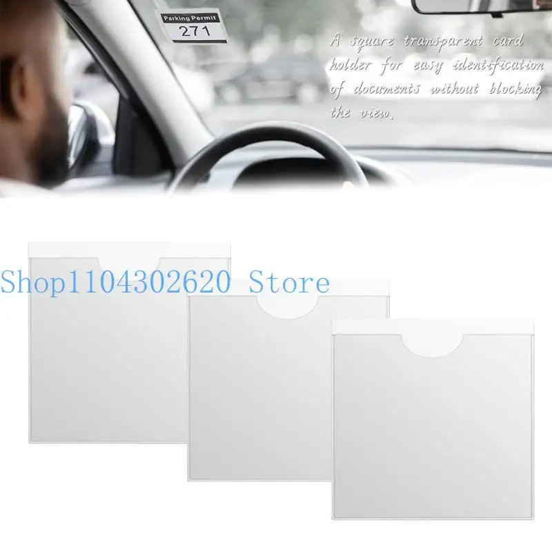 

652F Car Permit Holders Square Windscreen Card Holder Clear for Car Caravans Windscreen Tax Disc Holder for Windscreen