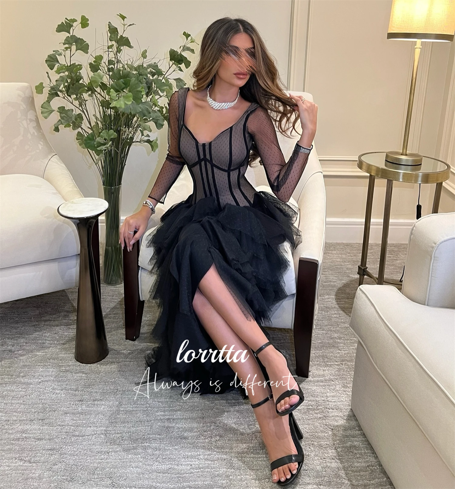 Customized Party Dress Evening Puffy Skirt Long Sleeves Robe De Soiree Femmes Cocktail Dresses for Special Occasions فساتين سهرة image 5