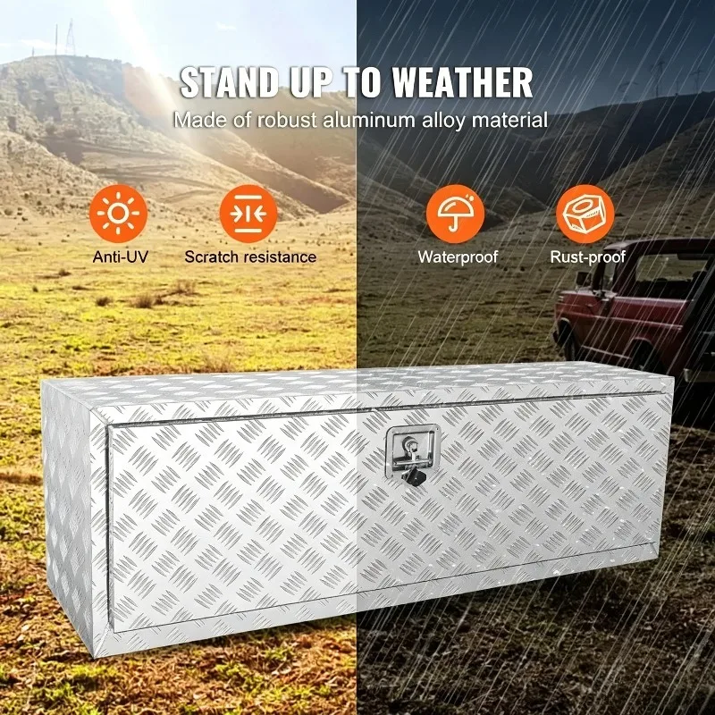 39 Inch Aluminum Alloy Tool Case Sliding Tray Tool Storage Box Heavy Duty Sealed Truck Organize Case Car Storage Box with Lock