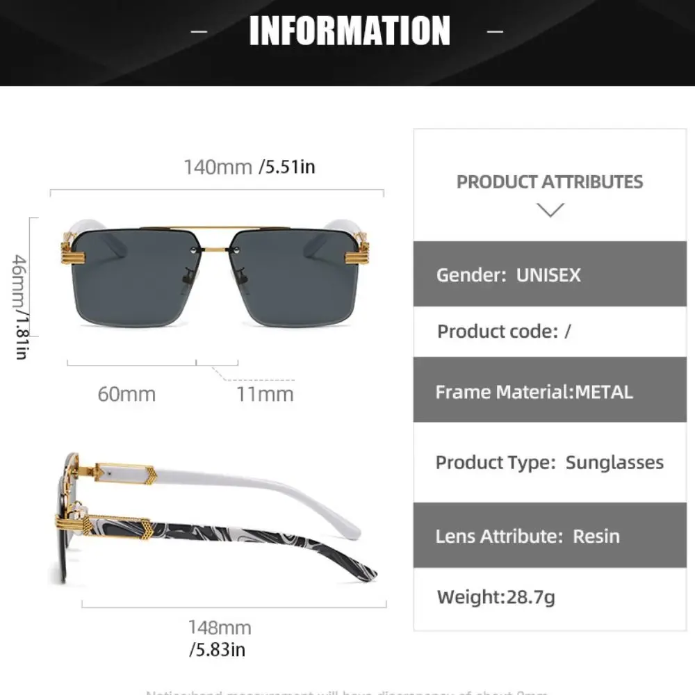 موضة الأشعة فوق البنفسجية 400 بدون شفة النظارات الشمسية الرخام نمط إطار مربع الرجال النظارات الشمسية الكورية نمط فاسق القيادة النظارات الإناث