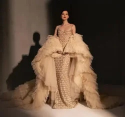 Illusion Ruffles Tulle Long Sleeves Party Women wedding bridal cloak custom color