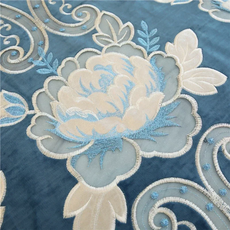European Luxury And Elegant High-precision Embroidered Blackout Window Curtains Valance For Living Dining Room Bedroom Villa