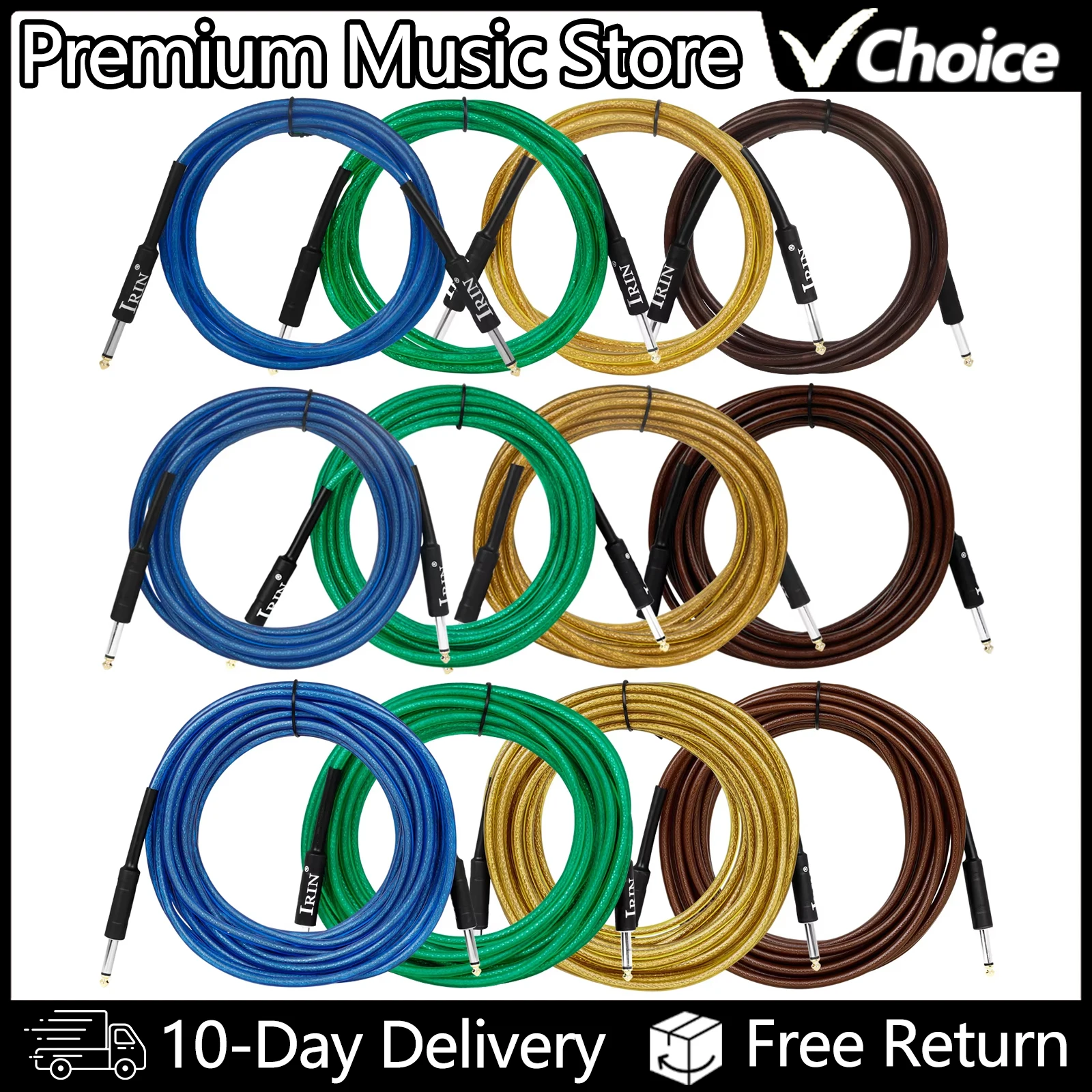 IRIN Guitar Cable 3M/6M/10M Audio Cable 6.5mm Plug Noise Reduction Line Audio Wire Cord Bass Electric Guitar Accessories & Parts