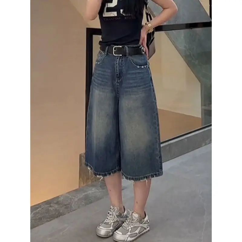 Retro American High Waist Skinny Casual Straight Leg Jeans Women's  Spring New Style Cotton Polyester Blend Denim
