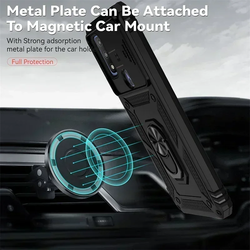 For Motorola Moto G Play 2023 Case Slide Lens Shockproof Armor Phone Case For Motorola G Pure G Power 2022 Ring Stand Back Cover