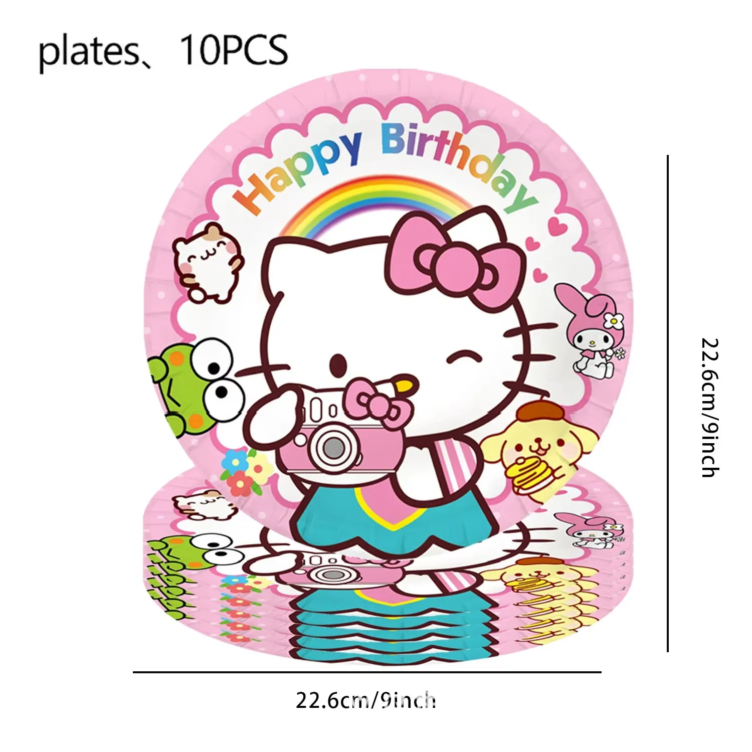 Hello Kitty Happy Birthday Party Decor Acrylic Cake Topper Disposable Table Plate Gift bag Set Balloons Girls Favors DIY Supplie