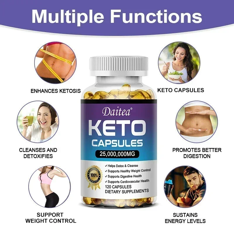 Keto Capsules - Weight & Fat Management, Burn Belly Fat, Detoxification, Digestion, Immunity - High Strength Ketone Supplement