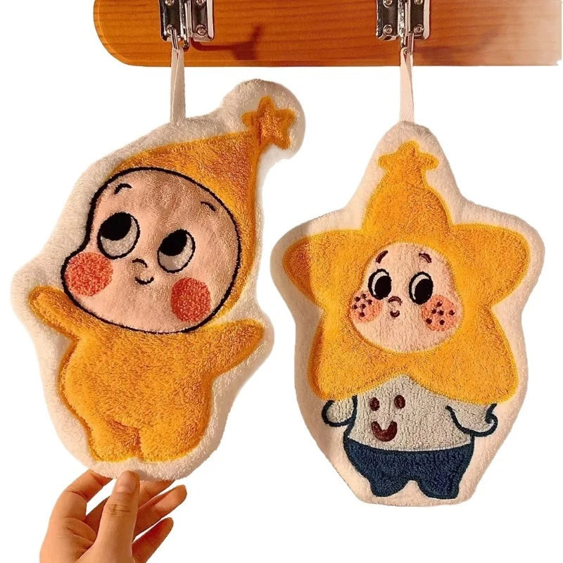 Cute Cartoon Hand Towel for Kids Quick Dry Absorbent Thickened Coral Fleece Hanging Bathroom Children's Handkerchief