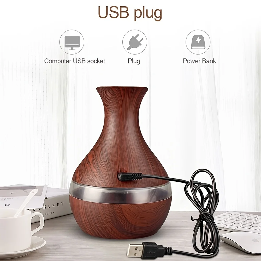 Humidificador de grano de madera, difusor de Aroma USB de 10,14oz, atomizador, humidificador USB para el hogar, instrumento hidratante, humidificador de escritorio con