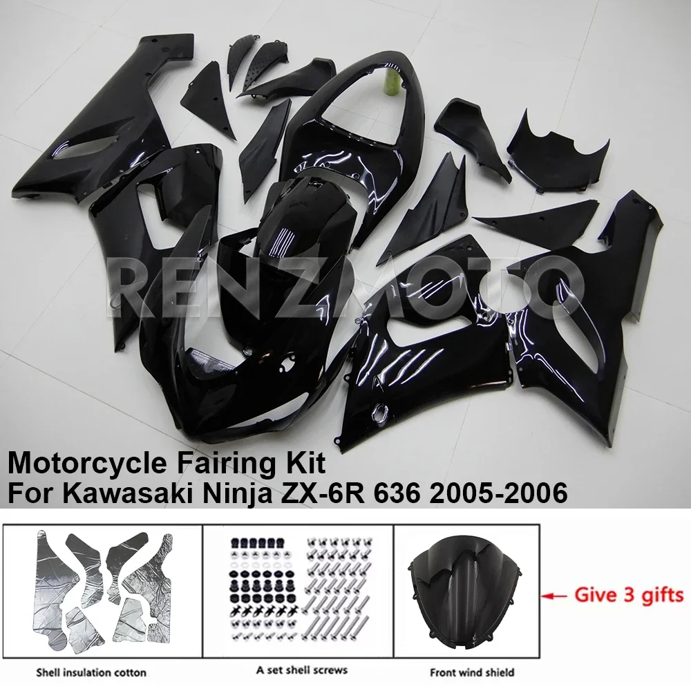 For Kawasaki Ninja ZX-6R 636 2005-06 Fairing Motorcycle Set Body Kit Decoration Plastic Guard Plate Accessories Shell K0605-104a