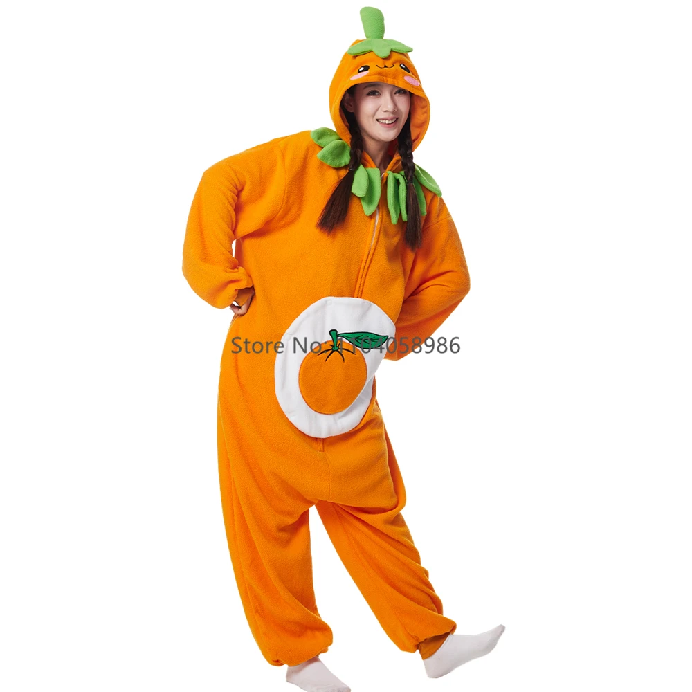 Traje de Cosplay de frutas Kigurumi para adultos e crianças, Onesie para mulheres e homens, pijama para o Halloween, festa Homewear, laranja