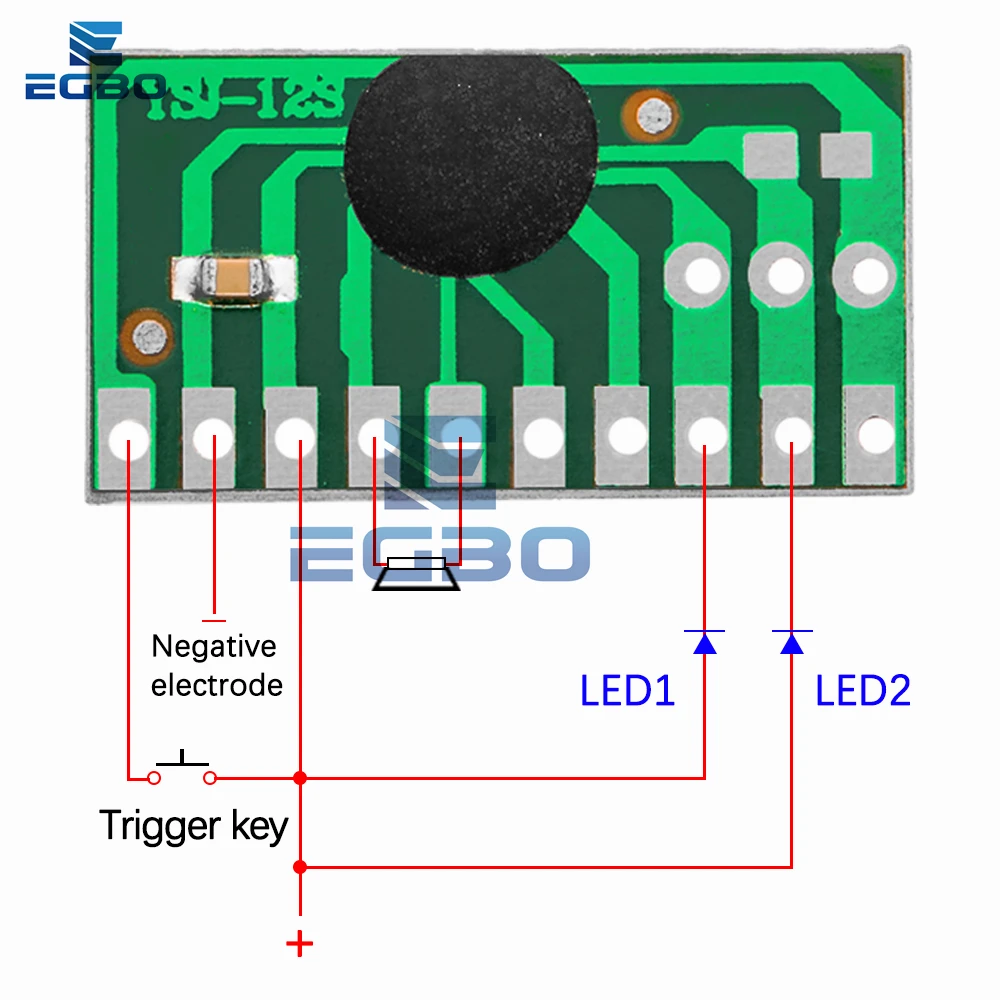 1PCS 12 children's songs, music module YSJ-12S dual tone 12 English music with LED scintillation module