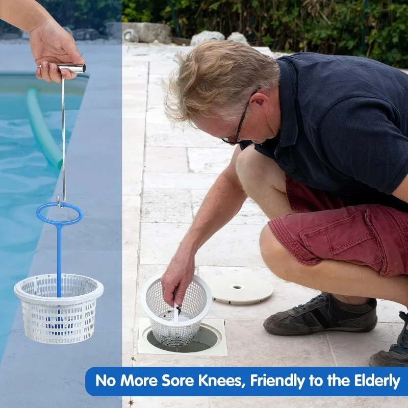 

Skimmer Basket Handle,Skimmer Basket Handle Hook Universal Pool Skimmer Basket Handle Fit Inground Pool Skimmer Basket Durable