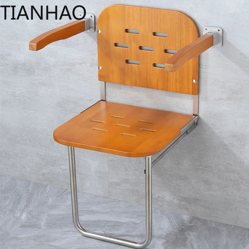 Wall Mounted Folding Shower Chair - Elderly &Pregnant Women Bath Seat Space-Saving Foldable Bathroom Stool with Anti-Slip Design