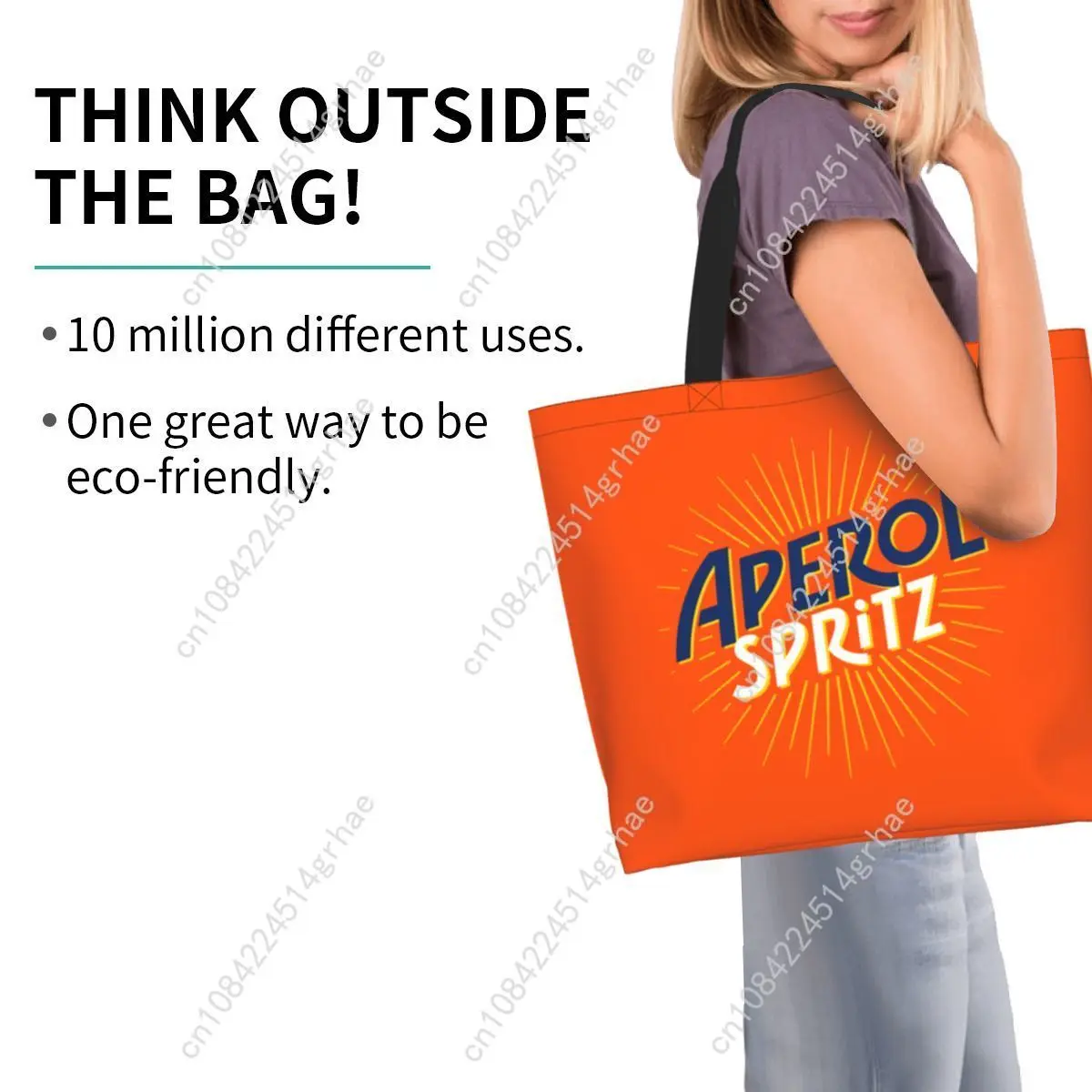 Sac fourre-tout personnalisé Aperol Spritz pour courses, en toile imprimée tendance, grand sac à bandoulière durable de grande capacité