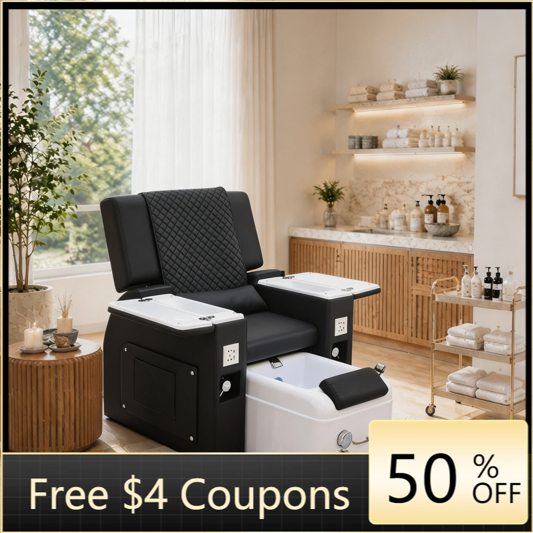 Professional Electric Reclining Foot Spa Massage Chair Pedicure Chair with Foot Basin for Salon Home Beauty Use