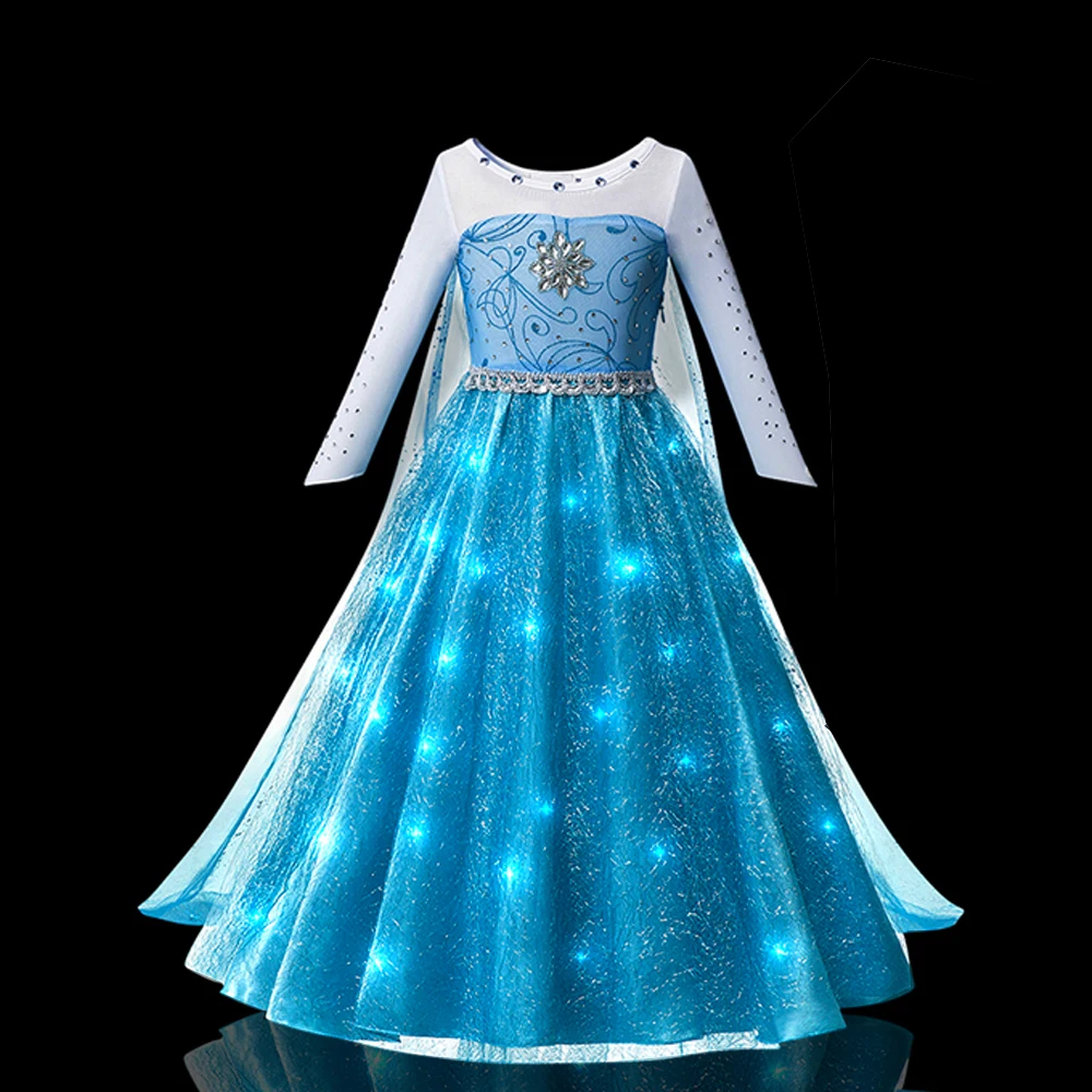 Kids Copslay Elsa LED Light Up Costume Girls Birthday Party Role Playing  Princess Dress with Cape Fancy Carnival Halloween Dress - AliExpress 1501