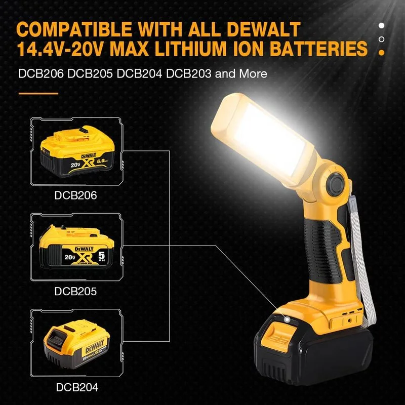 12W 14.4V-18V Tool Light Led Work Light For Dewalt For Makita For Bosch For Milwaukee 18V Lithium Battery Flashlight Outdoor