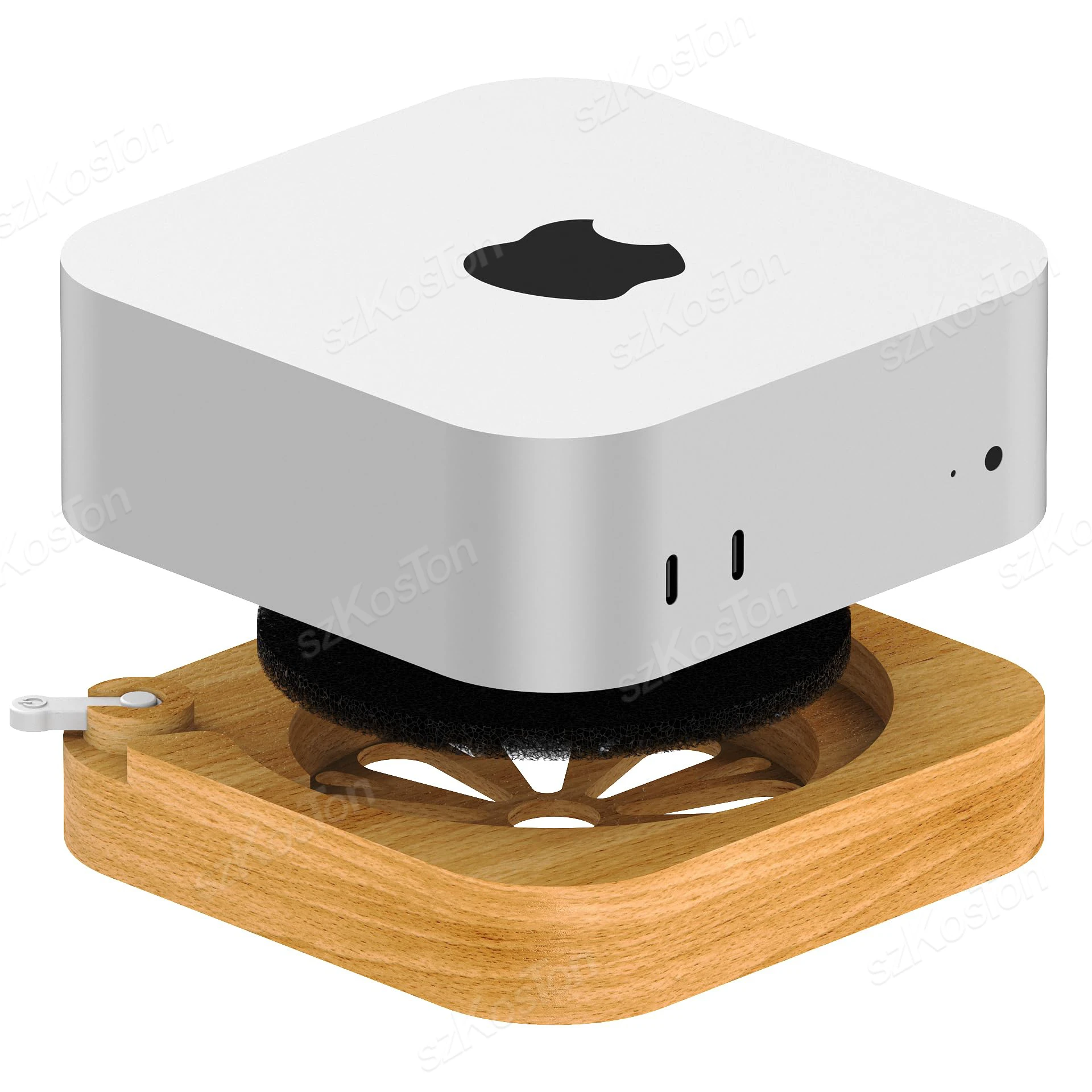 

Wooden Dustproof Base For Mac Mini M4 & M4 Pro Computer Desktop Stand with External Power Button Heat Dissipation Dock Holder