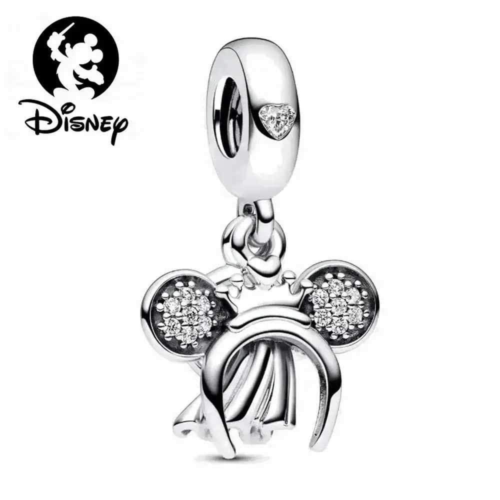 Disney Minnie Mickey Mouse Ponto Encantos Pulseira, Se Encaixa Pandora Original, Pingente de Prata 925, Contas Dangle, Presente Da Jóia